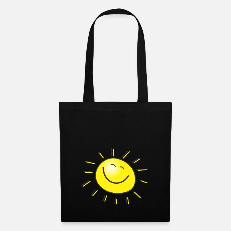 Sonne im Herzen - Stoffbeutel - Schwarz