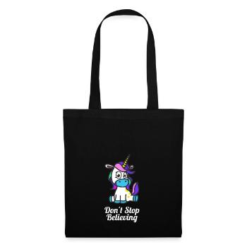 Shop Cute Dont Stop Believing Unicorn Design - Stoffbeutel - Schwarz - Vorne