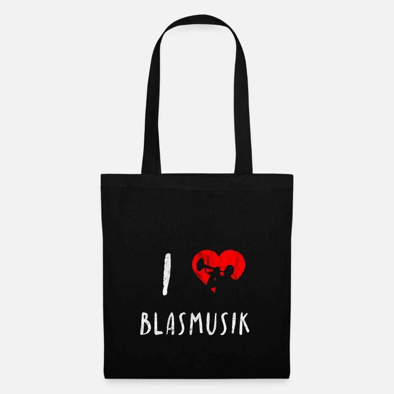Ich liebe Blasmusik Holzblasinstrument Geschenk - Stoffbeutel - Schwarz