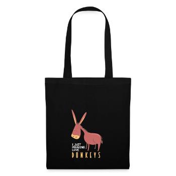 I just freaking love donkeys Lustiges Geschenk - Stoffbeutel - Schwarz - Vorne