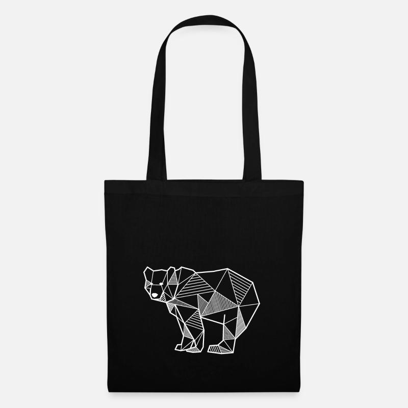 Bear geometric gift idea bear animal triangle - Tote Bag - black