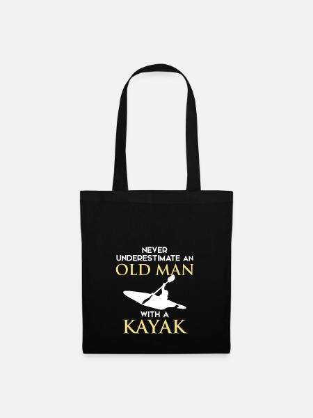 Never Underestimate Old Man With Kayak - Stoffbeutel - Schwarz