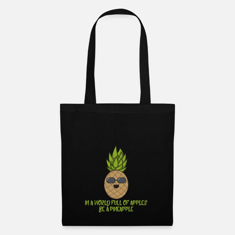 Ananas cool mit Sonnenbrille Geschenk Spruch obst - Stoffbeutel - Schwarz