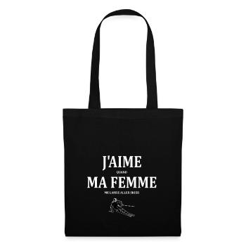 J aime quand ma femme me laisse aller skier - Sac en tissu - noir - Devant