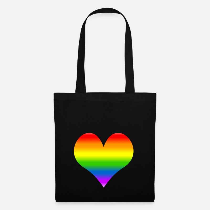Rainbow heart - Tote Bag - black