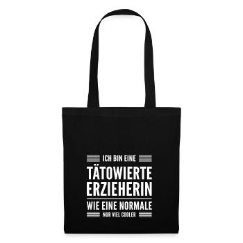 Erzieherin T-Shirt Geschenk - Stoffbeutel - Schwarz - Vorne