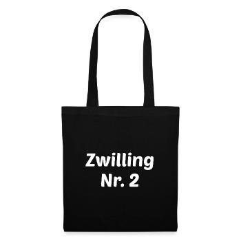 Zwilling Nr.2 Zwillinge Geschenk - Stoffbeutel - Schwarz - Vorne