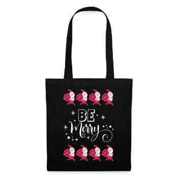 Pull moche cadeau de Noël Be Merry Santa - Sac en tissu - noir - Devant