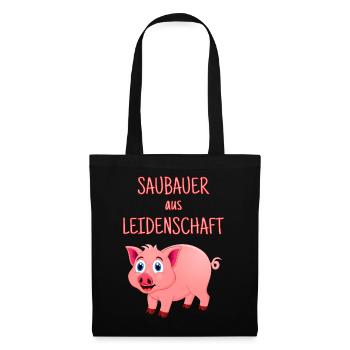 saubauer, Schweinebauer, Landwirt, Viehzucht - Stoffbeutel - Schwarz - Vorne