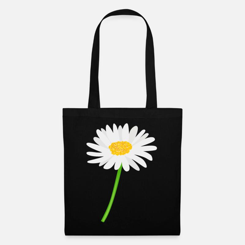 Blume Gänseblümchen mit Stiel - Stoffbeutel - Schwarz