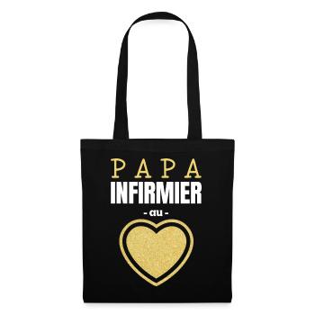 Papa Infirmier au Cœur d'Or - Sac en tissu - noir - Devant