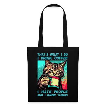 Café avec un chat - Sac en tissu - noir - Devant