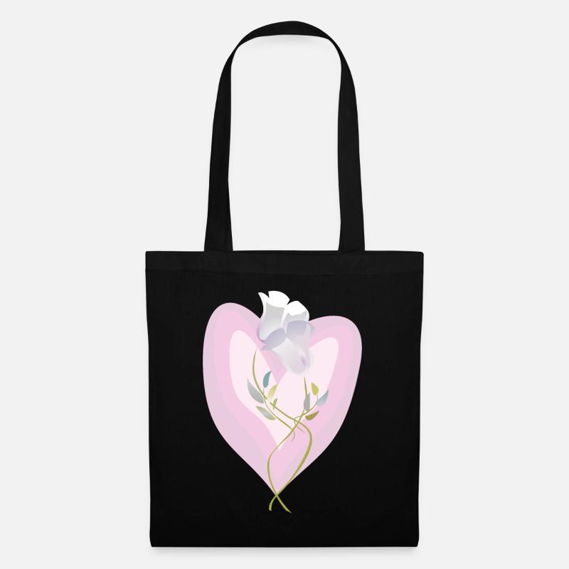 Sanfte weiße Tulpe Herz Illustration - Stoffbeutel - Schwarz