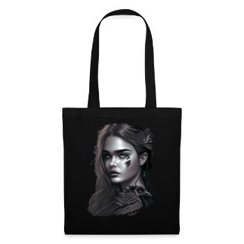 fantasy girl dark black and white - Stoffbeutel - Schwarz - Vorne