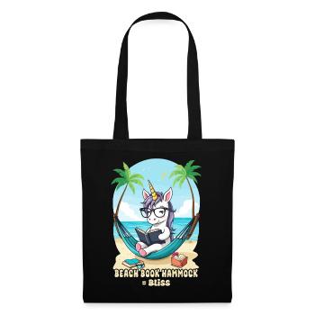 Unicorn with book - Tote Bag - black - Front