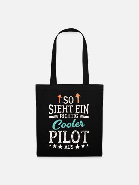 So sieht ein richtig cooler Pilot aus Flieger - Stoffbeutel - Schwarz