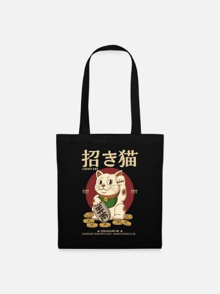 Maneki Neko - Stoffbeutel - Schwarz