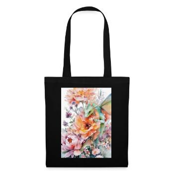 Watercolor Dragon and Flower Gardens - Tote Bag - black - Front
