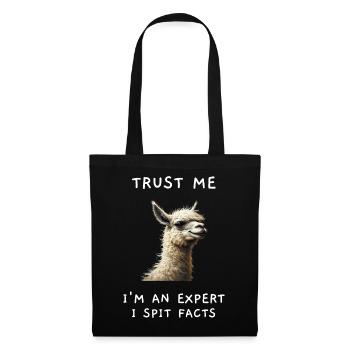 Lama drôle de lama « Je crache des faits » Parole d’expert - Sac en tissu - noir - Devant