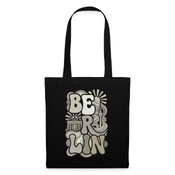 BERLIN Groovy Retro 70er Monochrom Vintage  - Stoffbeutel - Schwarz - Vorne