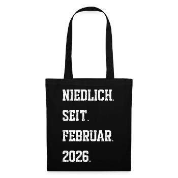 Geburt Februar 2026 - Stoffbeutel - Schwarz - Vorne
