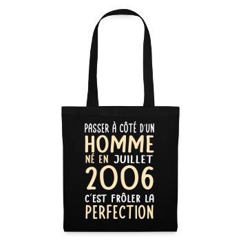 Anniversaire 20 ans - Né en Juillet 2006 - Sac en tissu - noir - Devant