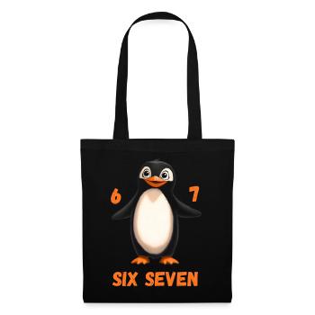 Six Seven 67 Penguin Funny Meme Design - Tote Bag - black - Front