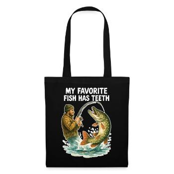 Aquarelle Angler Pike – Mon poisson préféré a des dents - Sac en tissu - noir - Devant
