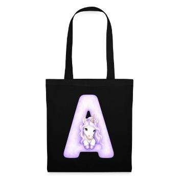 Lettre A Licorne Violette - Sac en tissu - noir - Devant