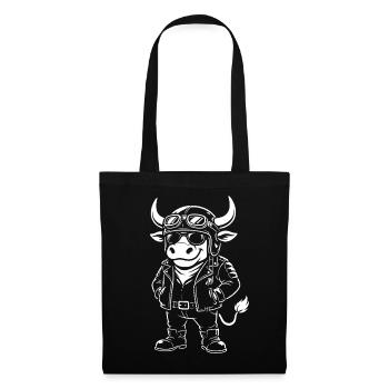 Veste en cuir motard, taureau, drôle - Sac en tissu - noir - Devant