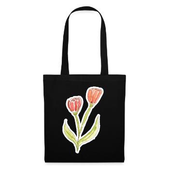 Wasserfarbene Tulpe - Stoffbeutel - Schwarz - Vorne
