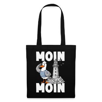Moin Moin Norden - Maritimes Norddeutsch Design - Stoffbeutel - Schwarz - Vorne