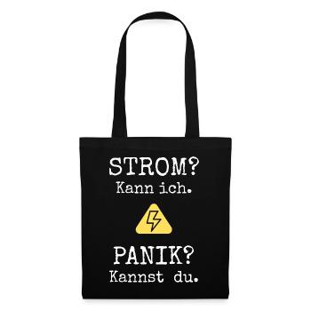 Elektriker Shirt | Strom? Kann ich. - Stoffbeutel - Schwarz - Vorne