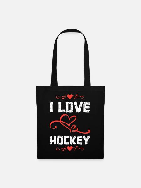I Love Hockey - Stoffbeutel - Schwarz