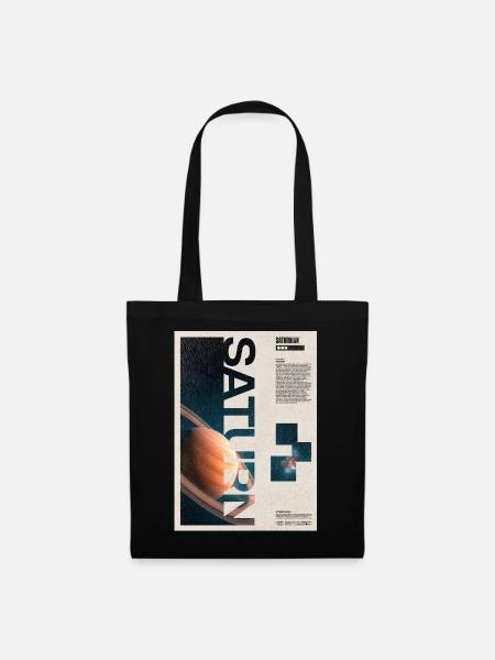 Saturn-Orbit-Poster - Stoffbeutel - Schwarz
