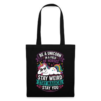 Einhorn – Be a Unicorn, Stay Magical - Stoffbeutel - Schwarz - Vorne