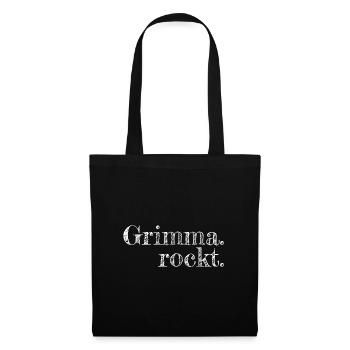 Grimma rockt - Textdesign mit Stadtnamen - Stoffbeutel - Schwarz - Vorne