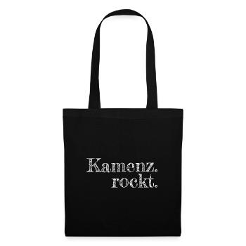 Kamenz rockt - Textdesign mit Stadtnamen - Stoffbeutel - Schwarz - Vorne