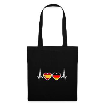 Spanien Deutschland Flagge Spanisch Deutsch - Stoffbeutel - Schwarz - Vorne