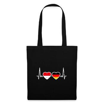 Indonesien Deutschland Herzschlag Flagge - Stoffbeutel - Schwarz - Vorne