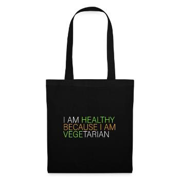 Ich bin gesund - vegetarisch - Stoffbeutel - Schwarz - Vorne