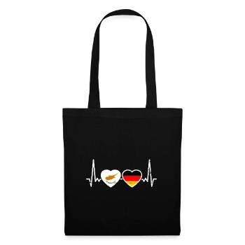 Zypern Deutschland Herzschlag Flagge - Stoffbeutel - Schwarz - Vorne