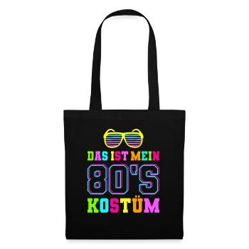 80s 80er Jahre Motto Party Kostüm - Stoffbeutel - Schwarz - Vorne
