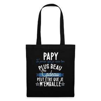 Papy ton plus beau cadeau cadeau grand père - Sac en tissu - noir - Devant