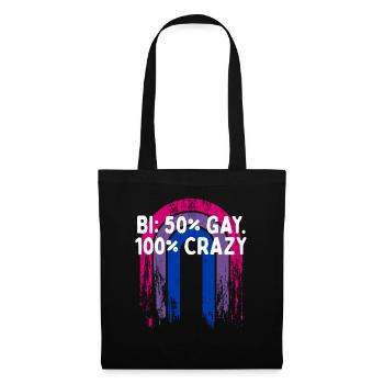 Bi 50% Gay100% Crazy Bisexual Pun Bi Pride Joke - Tote Bag - black - Front