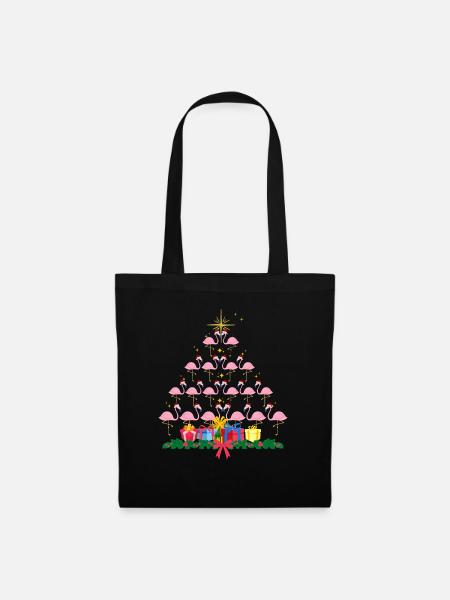 Flamingo-Weihnachten. Weihnachtsgeschenk - Stoffbeutel - Schwarz