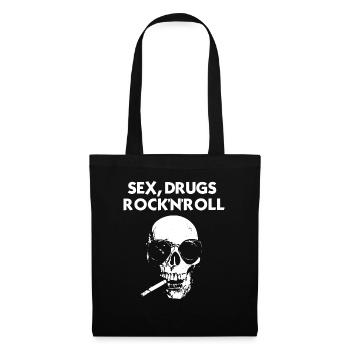 Sex Drugs Rocknroll Schädel Iro Punk Rock Musik - Stoffbeutel - Schwarz - Vorne