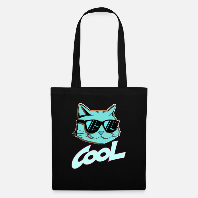Sonnenbrillen-Katze - Stoffbeutel - Schwarz