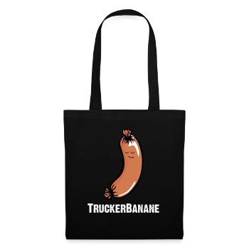 Truckerbanane, Knackwurst, Bockwurst, Augsburger - Stoffbeutel - Schwarz - Vorne