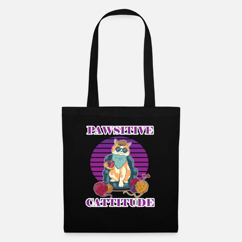 Pawsitive Cattitude - Sac en tissu - noir